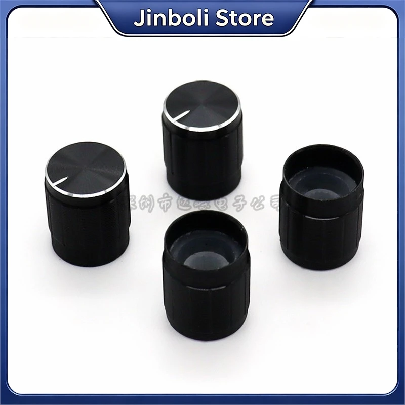 5PCS 15x17mm Aluminum Alloy Knob Cap Black Metal Potentiometer Adjustment Switch Knob 6mm Spline Shaft Hole