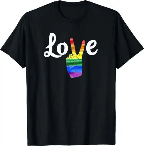 

LOVE Peace Sign Rainbow Pride Love Is Love T-Shirt