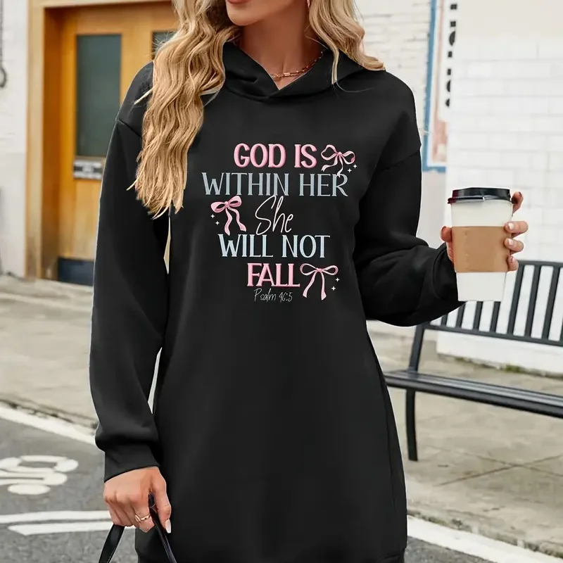 Autumn 2025 women's floral patterned hoodie dress - beige, featuring pink and blue floral prints, with a flowing long skirt