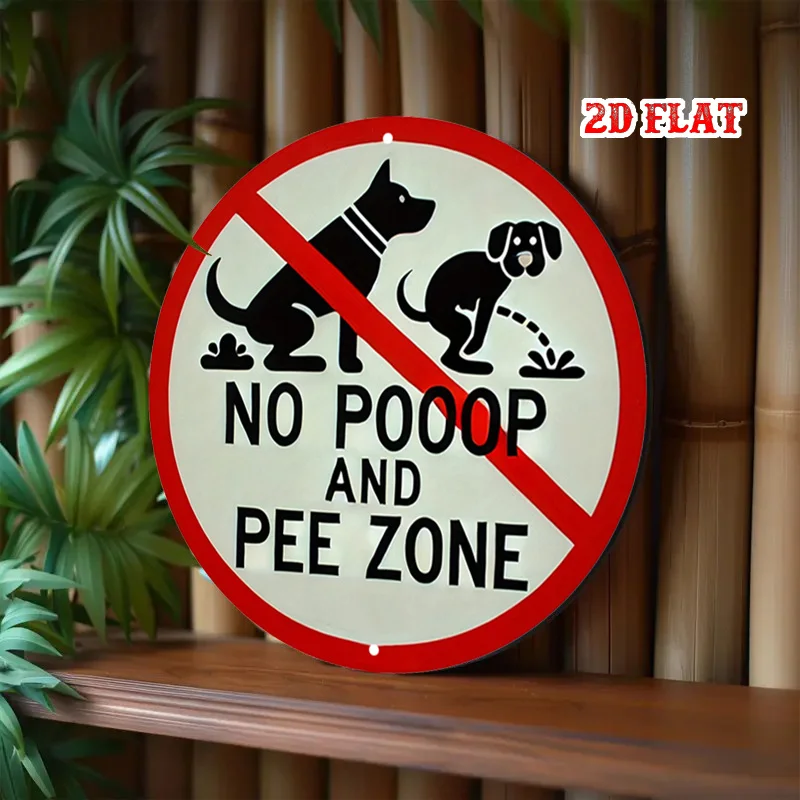 2D flach, 1 Stück, Aluminium-Metallschild „No Pets Allowed“, 7,87 Zoll, runde, rustikale Wandkunst mit Hunde- und Haustierverbotsdesign, langlebig für den Innenbereich