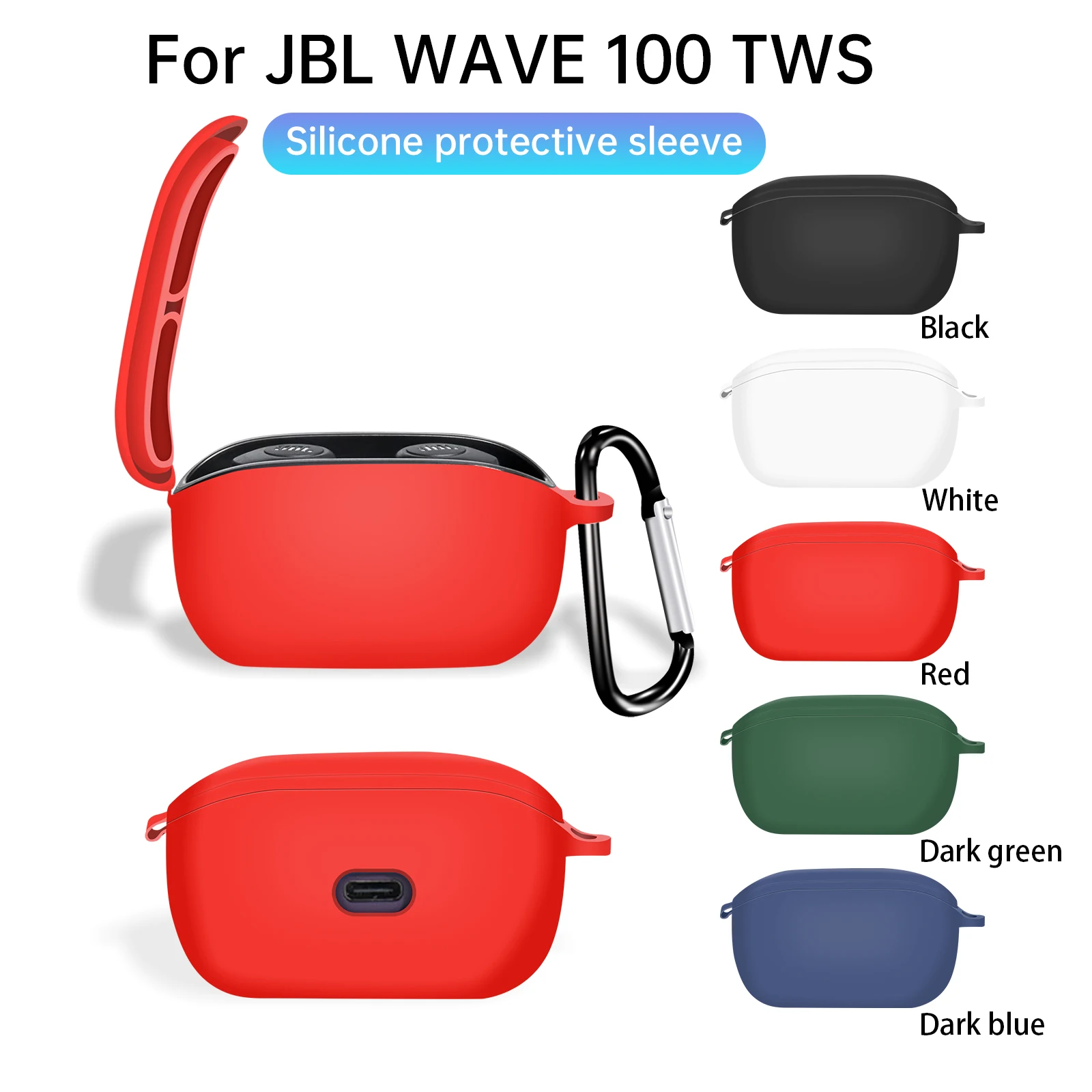 Для JBL Wave 100 TWS чехол Soft W100 силиконовый защитный чехол с крючком Для JBL Wave 100 TWS чехол Soft W100 силиконовый защитный чехол с крючком