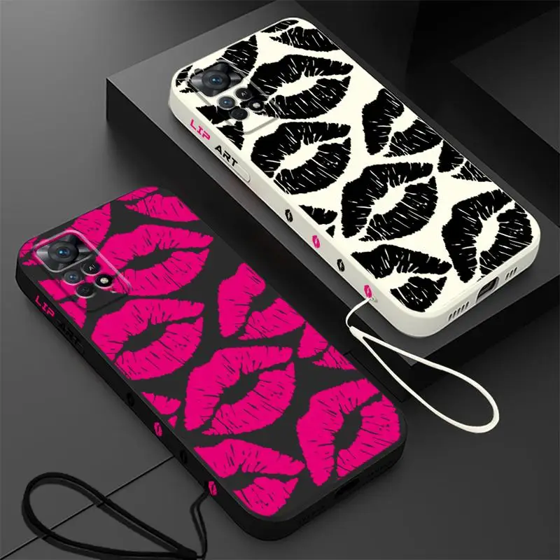 Red Sexy Lips Kiss Phone Case for Xiaomi Poco F5 X3 NFC X3 X4 Pro X4NFC M4 Square Liquid Cover