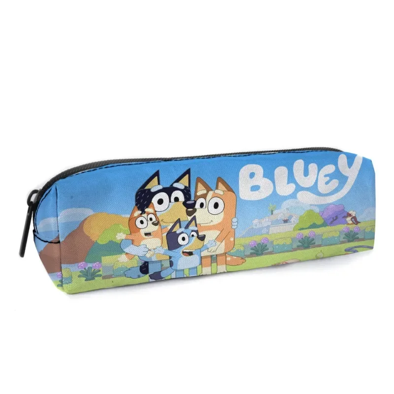 Детская мультяшная сумка Bluey из полиэстера, милый школьный пенал для всей семьи, повседневная вместительная сумка для карандашей и канцелярских