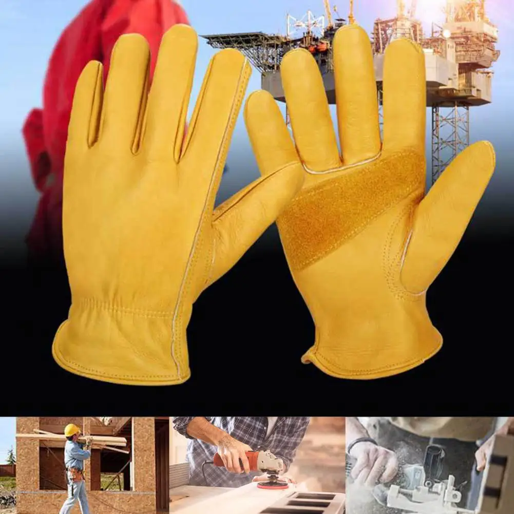 

1 Pair Work Gloves Thick Heat Isolation Stretchable Wrist Outdoor Work Gloves Construction Welding Machine Building Gloves 장갑