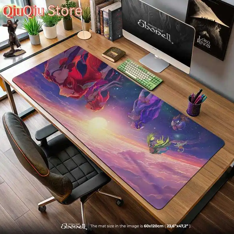 

Star Guardian League Mouse Pad – Celestial Sky Descent Art with Ahri, Jinx, & Team, Magical Girl Gaming Desk Mat, LoL Gift Idea