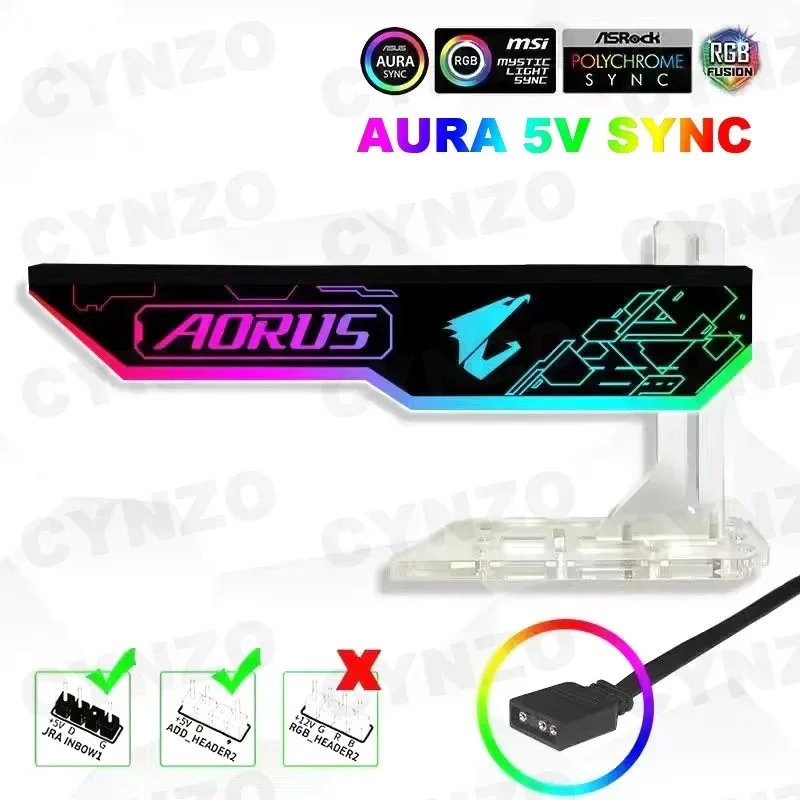 MOD VGA Holder,4090 3090 Graphics Card Bracket 5V 3pin ARGB AURA SYNC 3080 3070 GPU Support Customzable Gamer Cabinet Decoration