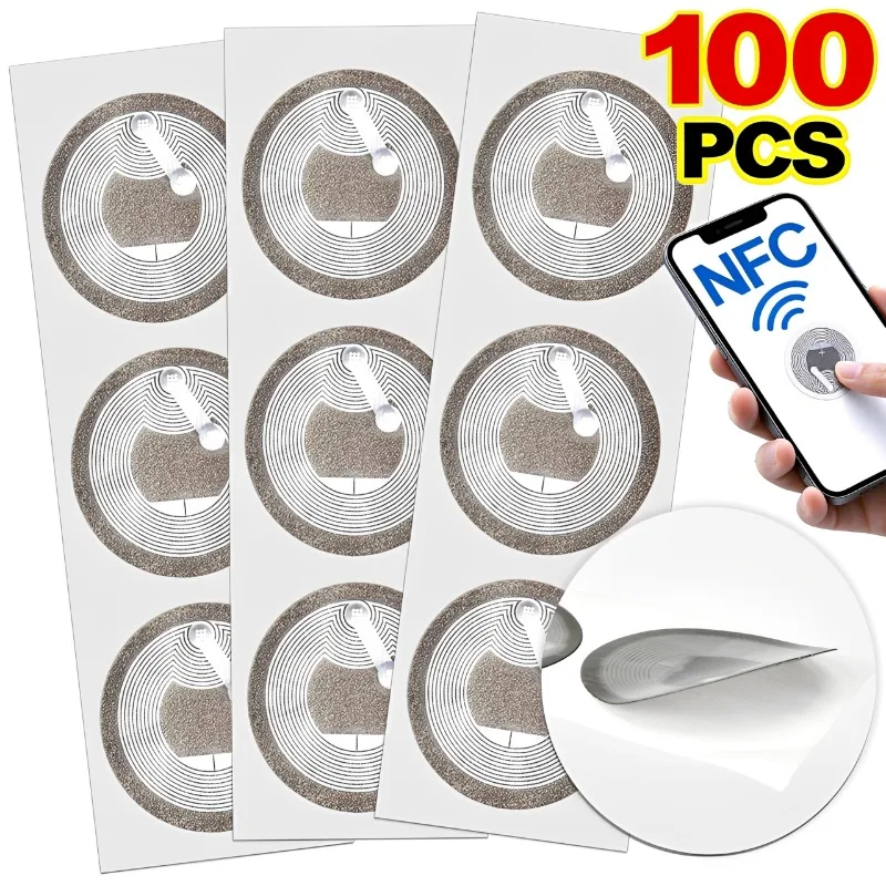 5-100Pcs NFC Tags Adhesive NFC Stickers Chip Rewritable Ntag 213 215 NFC-Tags 144 504 Bytes for Universal NFC-Enabled Devices