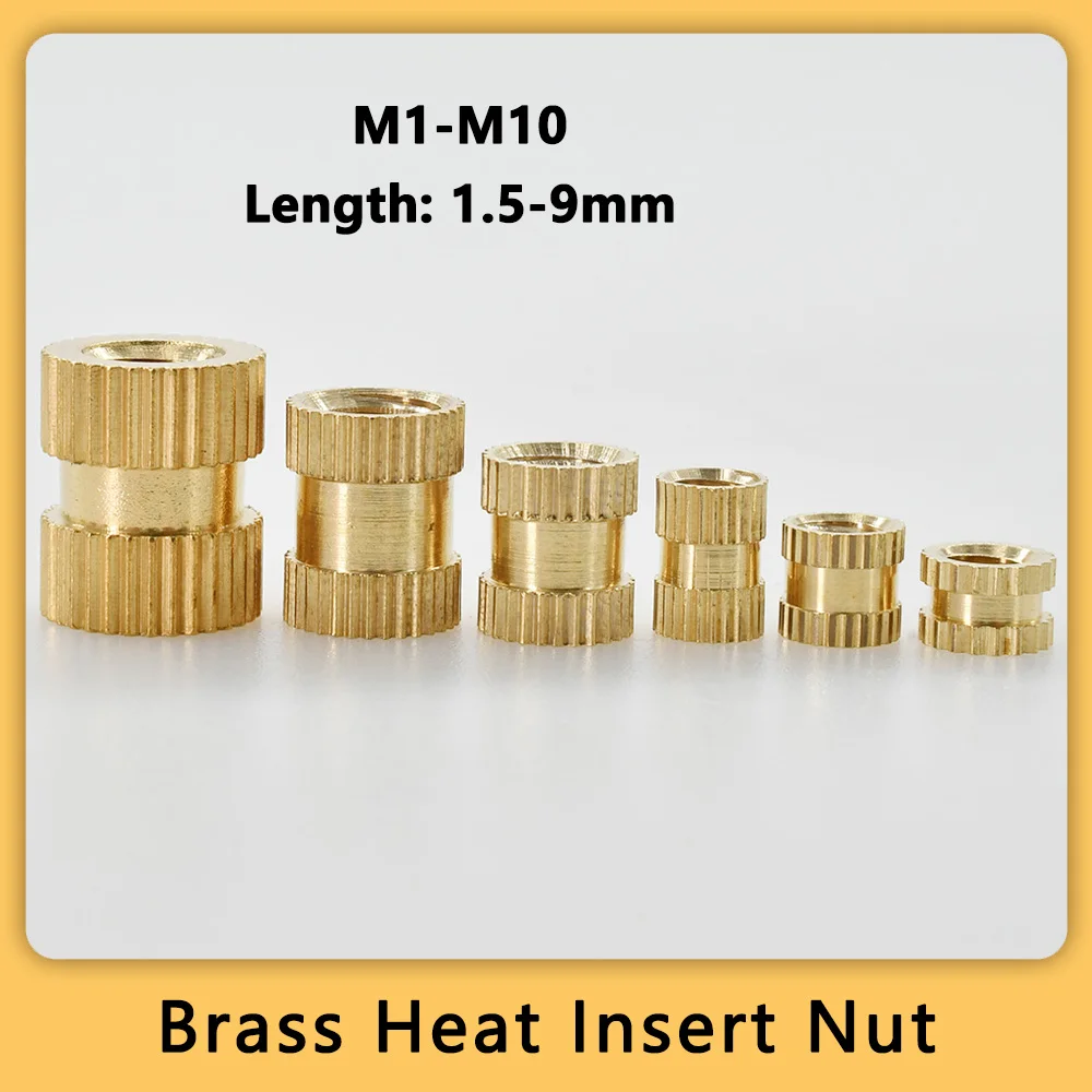 Heating Brass Insert Nut Straight Knurled Thermal Molding Injection Plastic Inserts For 3d Printer Hot Melt Insertnut M1-M10