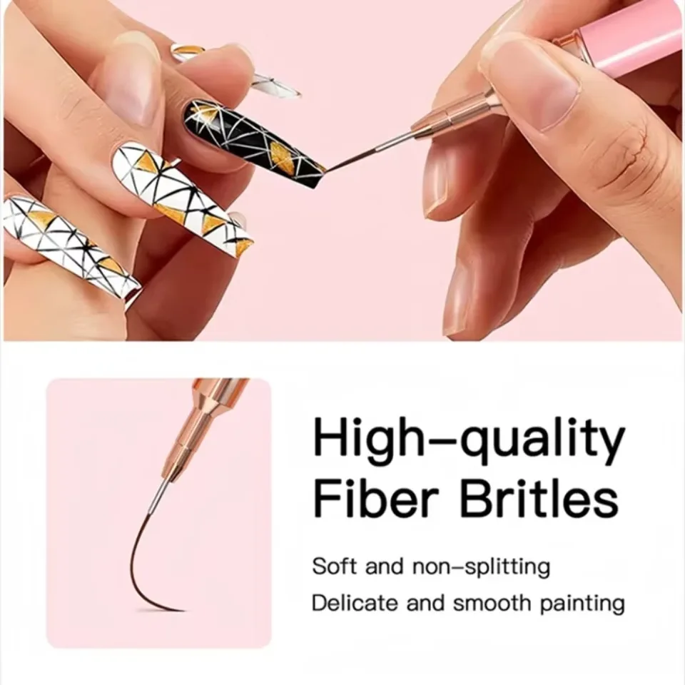 15Pcs Set de Pinceles Finos para Uñas con Caja para Líneas Alargadas y Dibujo Pintura UV Gel Diseño de Uñas Herramienta de Manicura 3