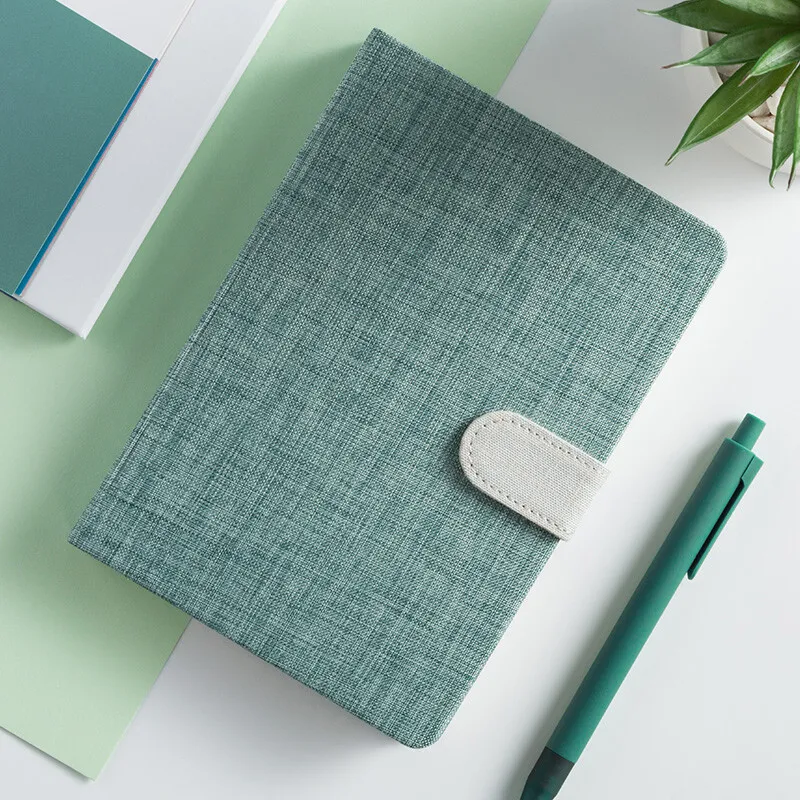 Linen Diary, Fresh and Clean Notebook, New Buckle Notebook with Strap Record Book