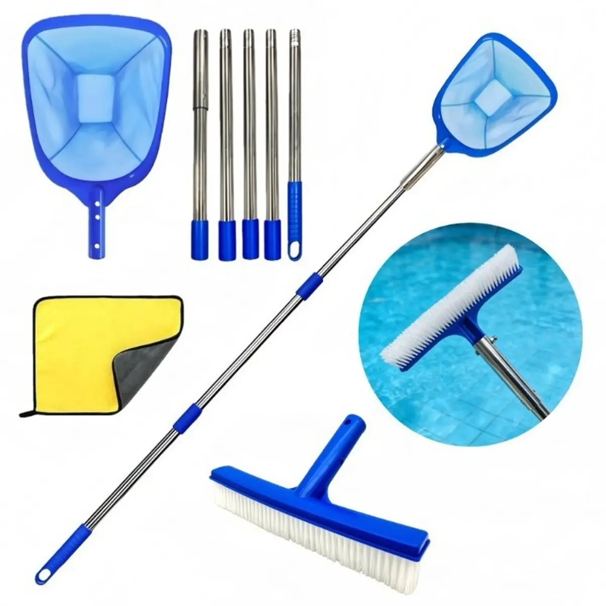 

Pool Net with Pole Cleaner Swimming Pool Skimmer Clean Kit for Inground over Ground Backyard Garden Patio Park