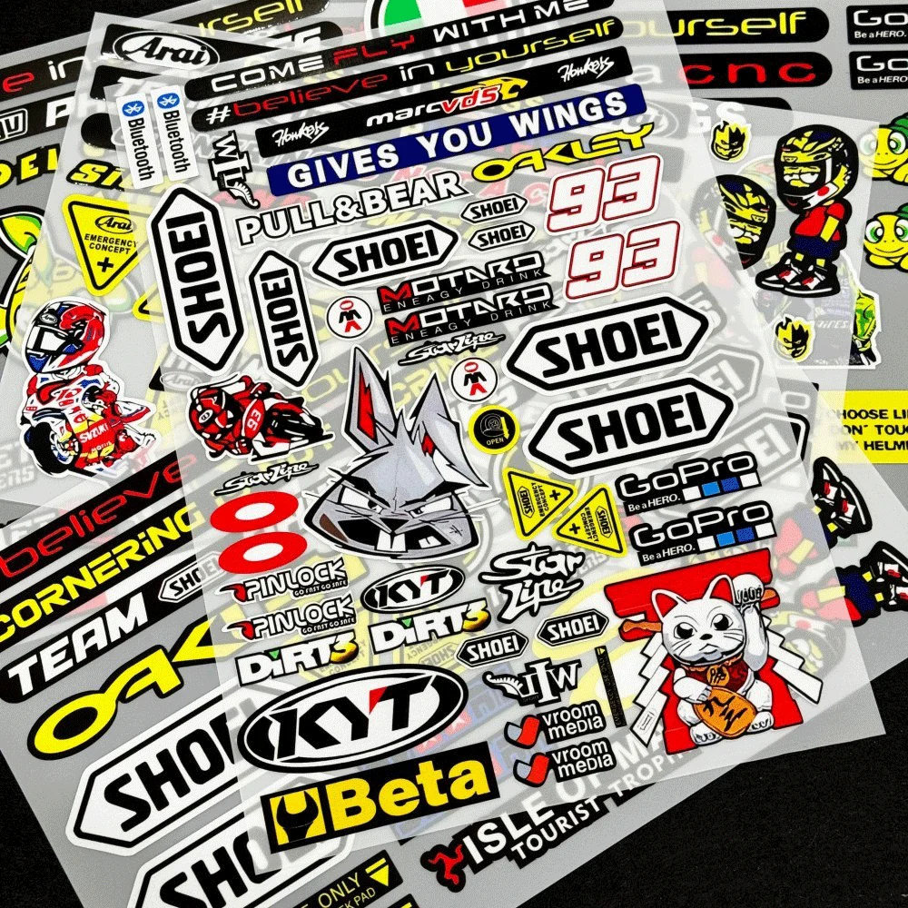 

Racing Sponsor Style Decals Kit Waterproof Reflective Vinyl Stickers for Motorcycle Helmet Auto Tuning Styling