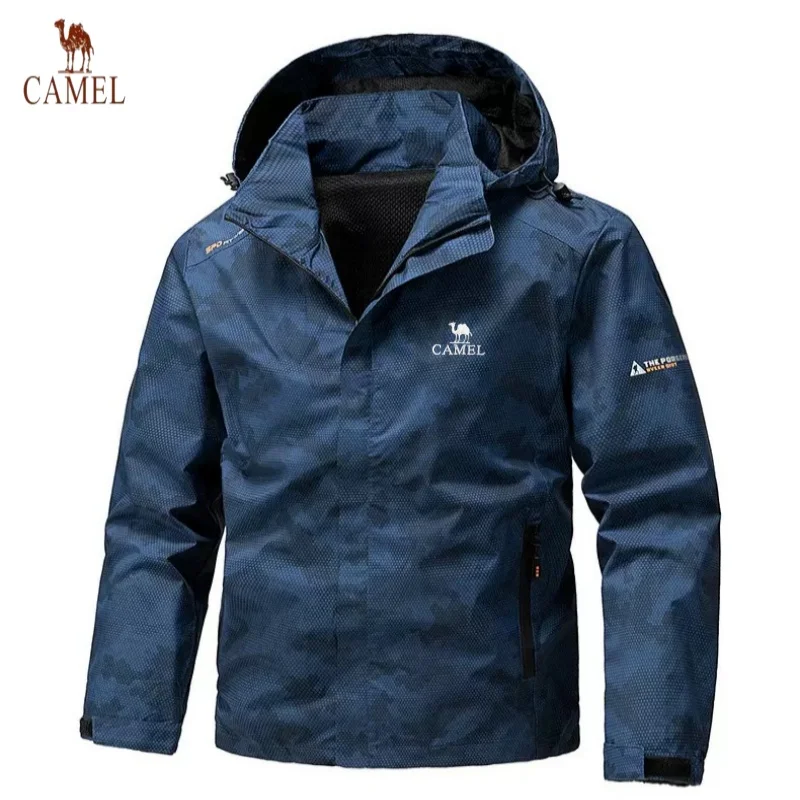 

CAMEL new autumn and winter hooded camouflage jacket for men's casual windproof and warm outdoor mountaineering jacket