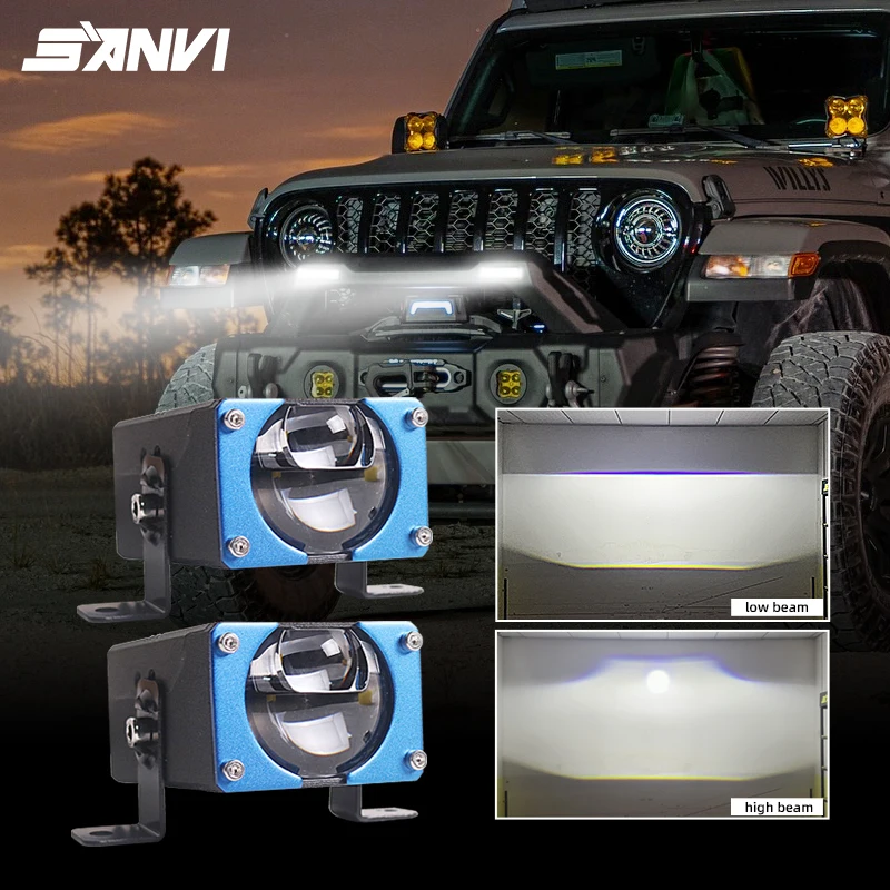 

SANVI S101 Светодиодные прожекторы, бампер, противотуманные фары, линзы проектора для автомобиля, вспомогательные рабочие фары, мини-дальный свет 4X4 для бездорожья