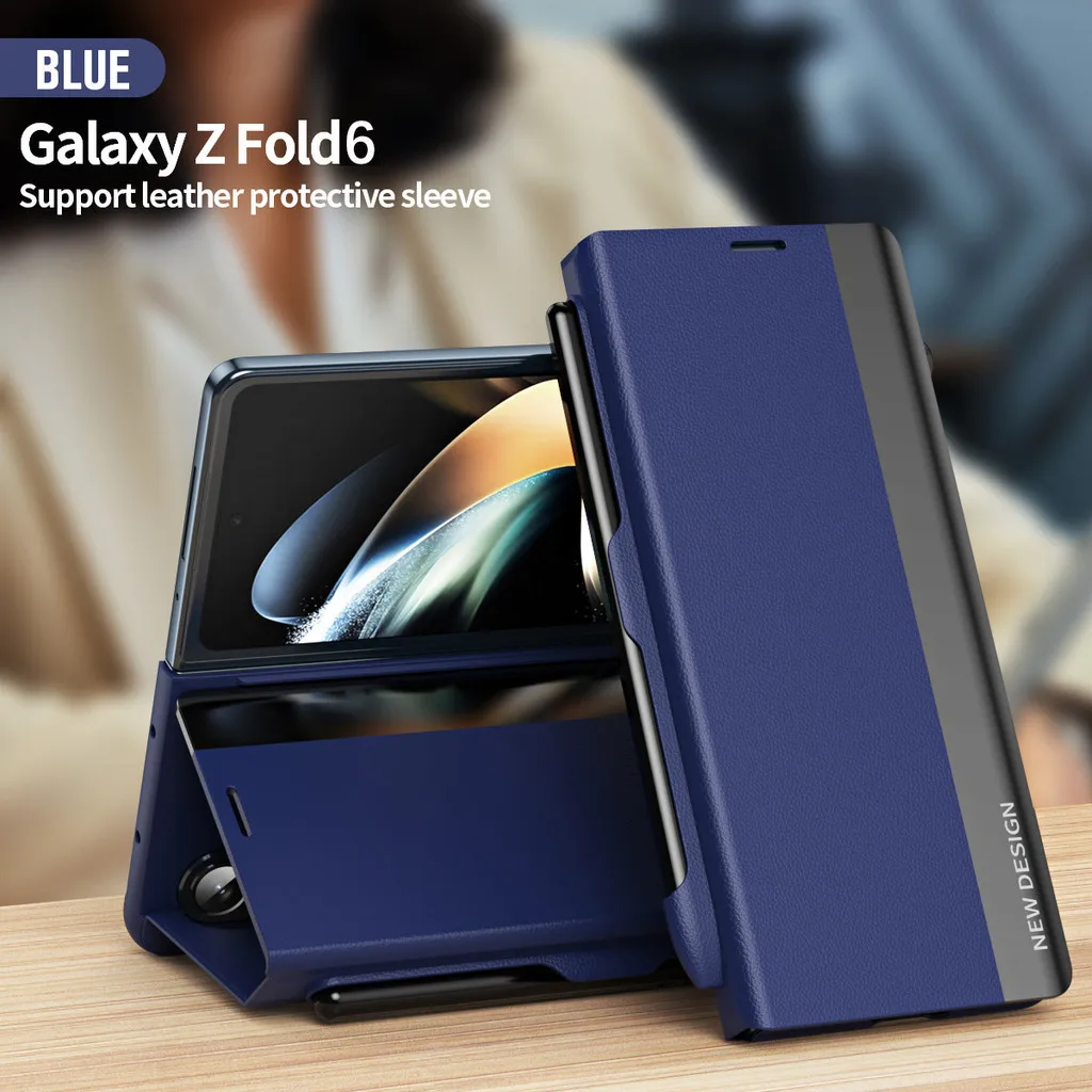 Magnetic Flap Leather Holster Pen Slot Case For Samsung Galaxy Z Fold 6 ZFOLD6 5 4 3 2 ZFold6 5G With S Pen Sheath Cover