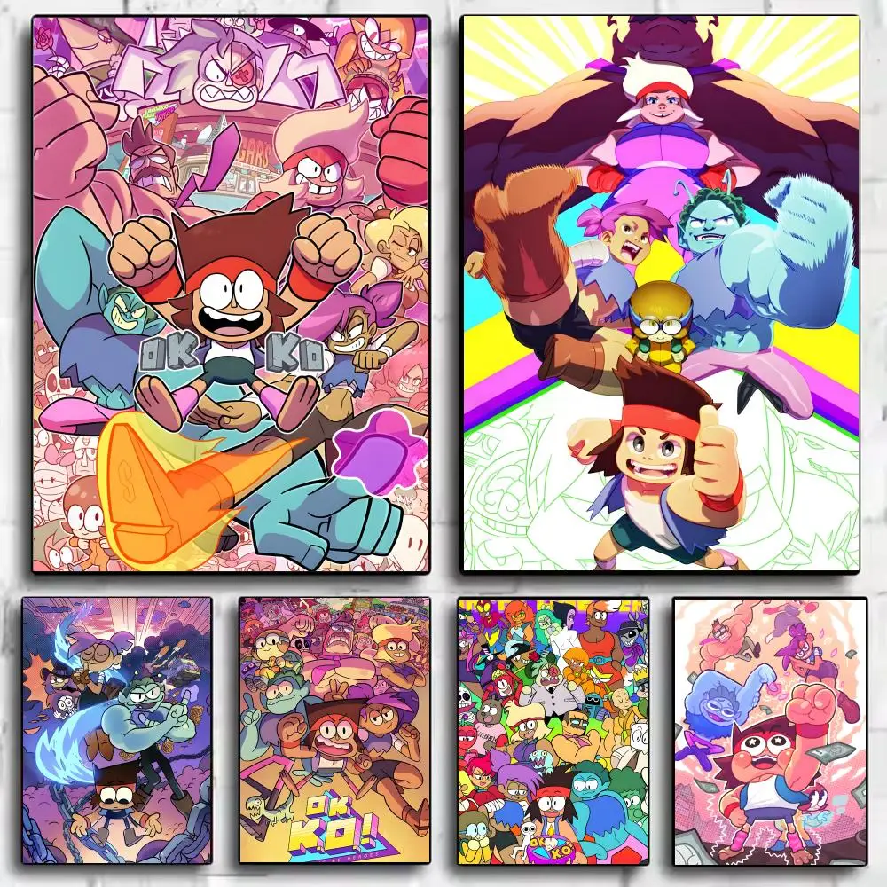 TV Show O-OK KO Lets Be Heroes Poster Framed Canvas Wall Art Print for Office Dining Room Bathroom Wall Decor