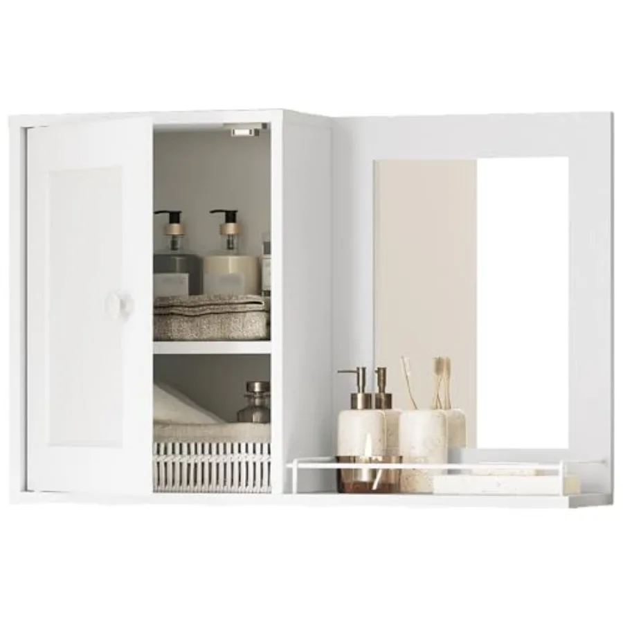

Medicine Wall Cabinet with Mirror Bathroom Mirror with Storage Medicine Cabinet Mirror Wall Mounted Home Storage Adjustable She