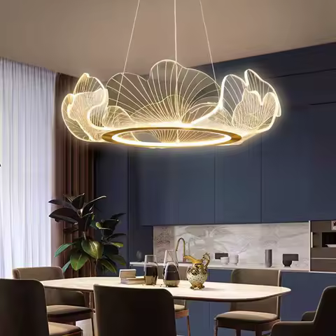 Ginkgo leaf art chandelier modern simple living room light luxury network red creative bedroom warm study cable lighting