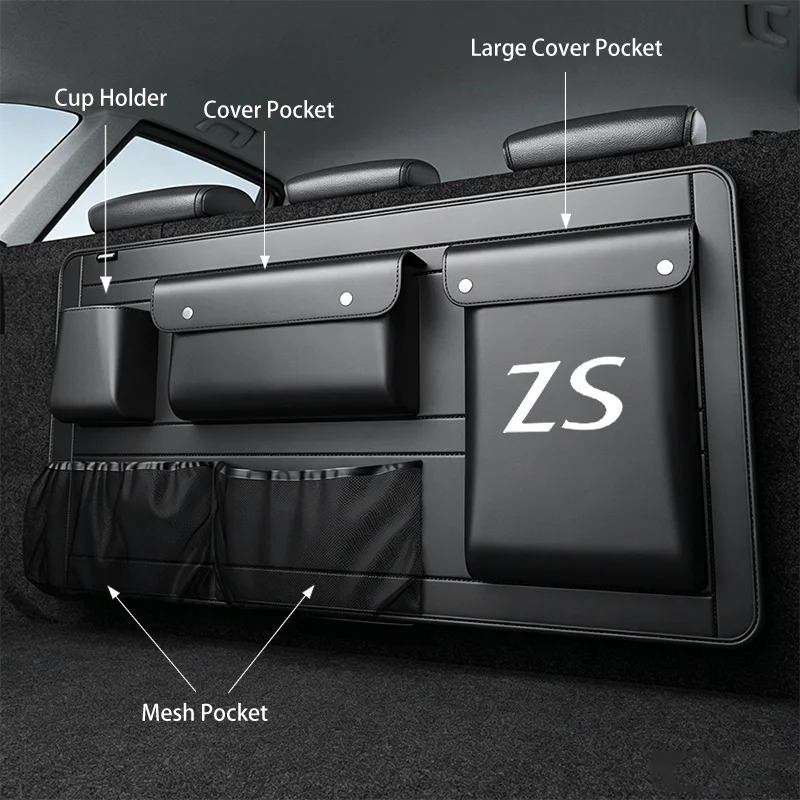 Car Rear Seat Back Storage Bag Multi Pocket Large Capacity Trunk Organizer for MG ZS Auto Stowing Tidying Interior Accessories