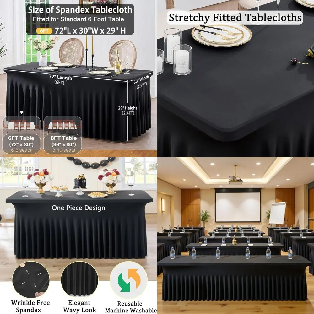 

Набор из 6 элегантных эластичных чехлов для столов для различных мероприятий: свадеб, вечеринок, банкетов и многого другого