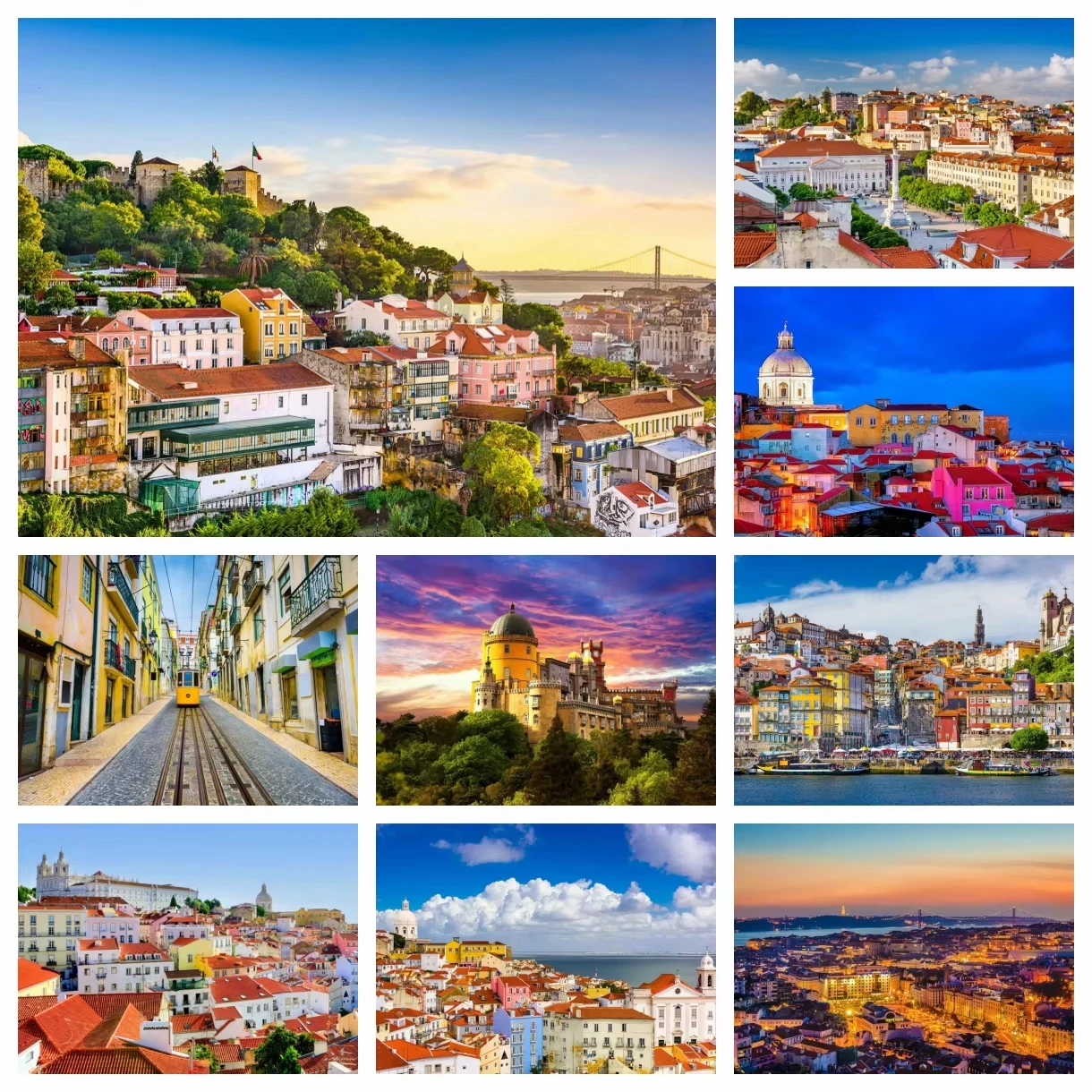 Lissabon Landschaft Vollständiges Diamant-Gemälde Portugal Stadtbild Wandkunst Kreuzstich Stickerei Bild Mosaik Perlen Wohnzimmer Dekoration