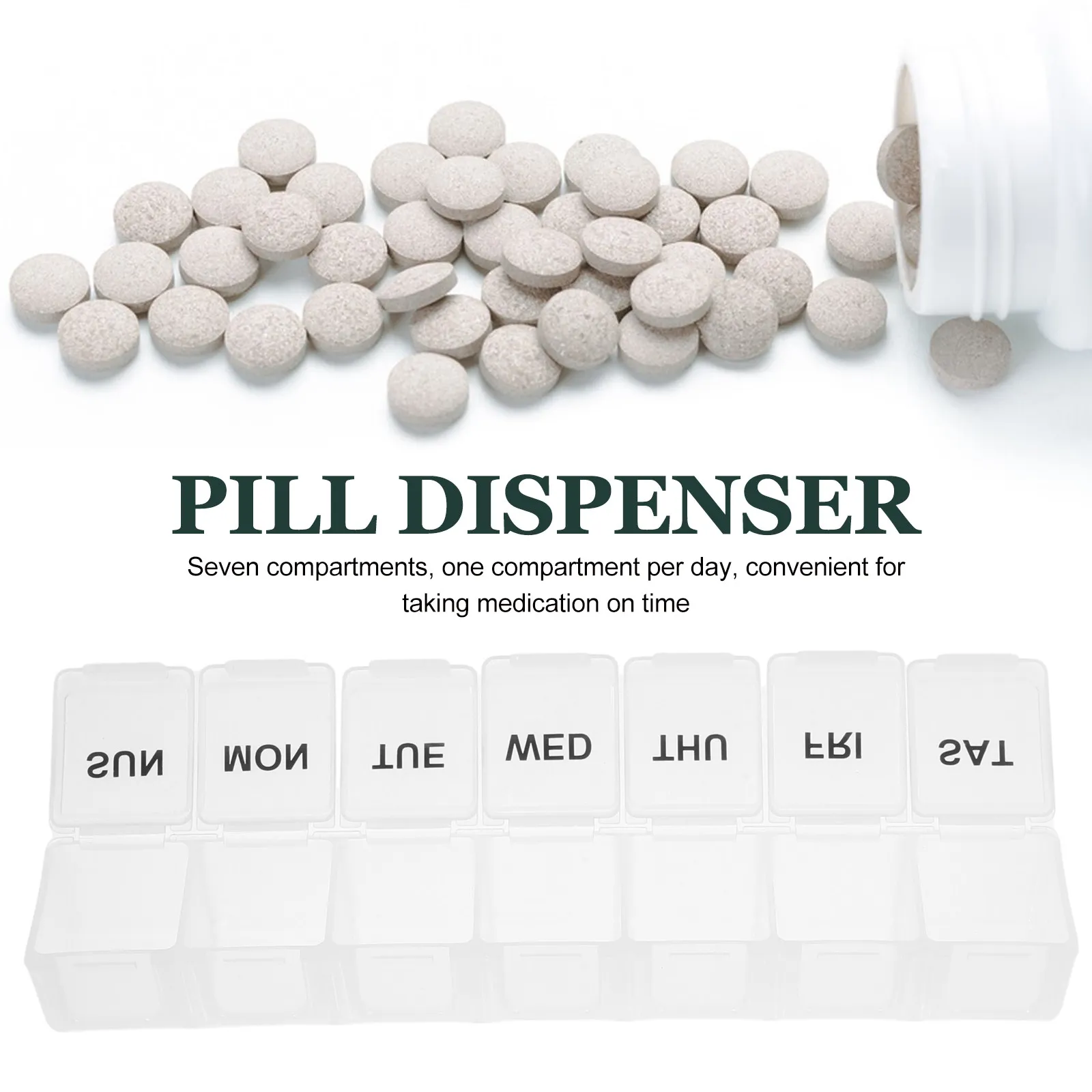 Weekly Pill Organizer Portable Reusable Airtight Medicine Case Break-Resistant Travel Organizer for Daily Use Compact Weekly