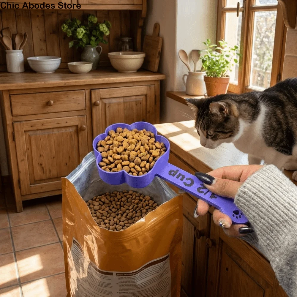 

3D Printed Pet Feeding Spoon Non-Slip Portable Cat Feeding Scoop Plastic Food Grade Paw Shaped Pet Food Scoop Feeding Pets