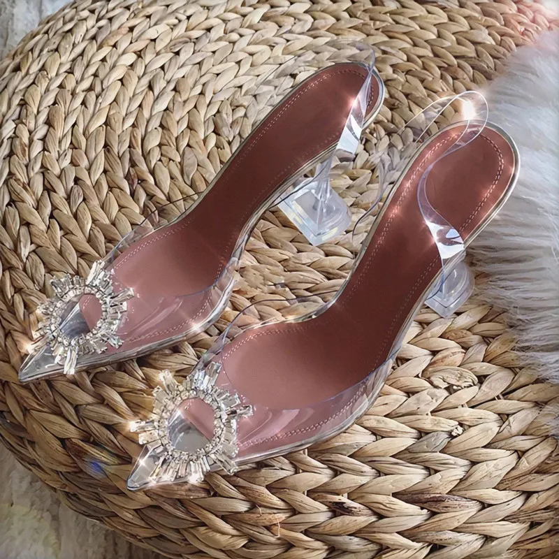 Pmwrun Transparante  Sandalen Vrouwen Wees Clear Crystal Cup Hoge Hak Stiletto Sexy Pumps Zomer Schoenen Peep Toe Vrouwen Pumps