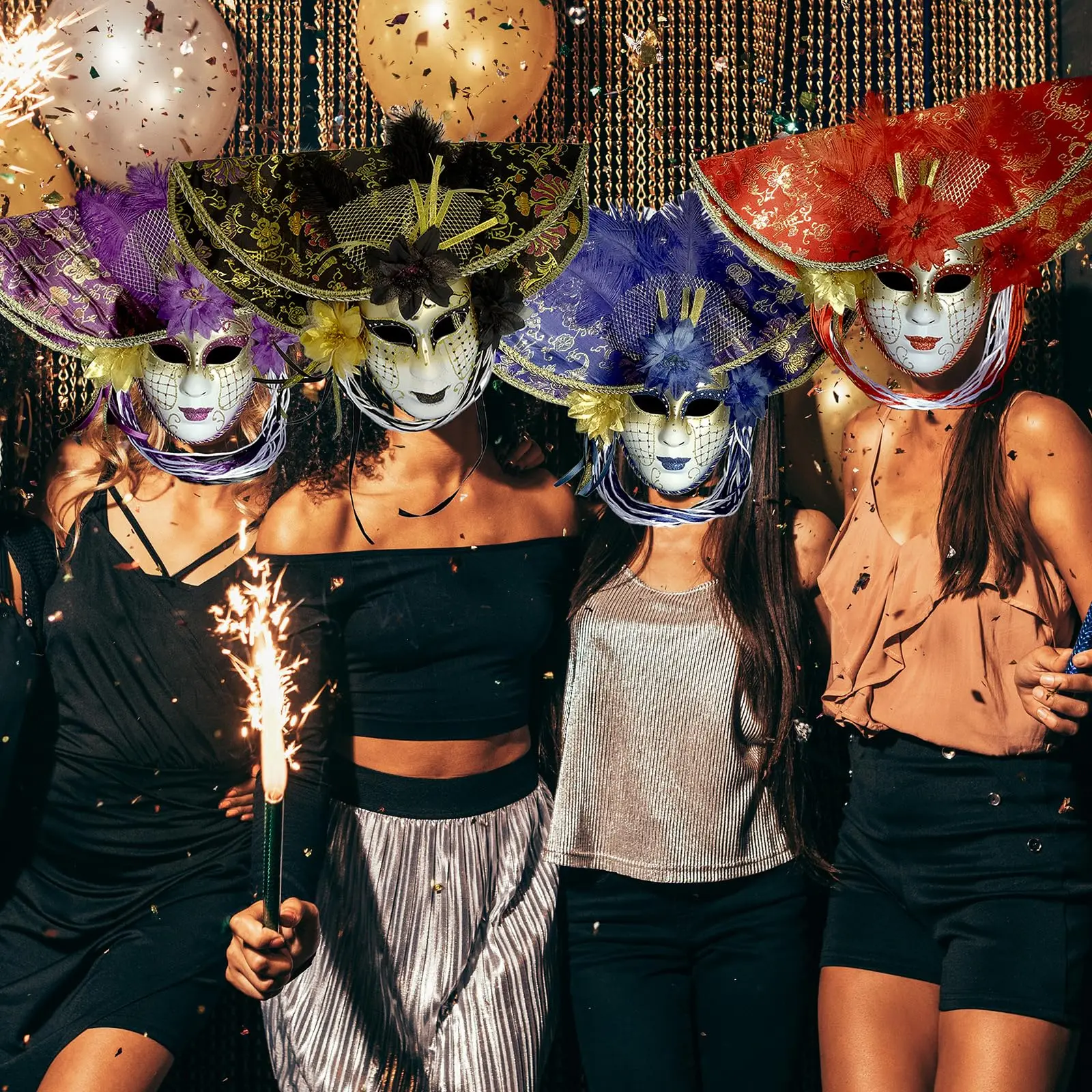 قناع تنكر البندقية مع قبعة كرنفال المهرج أقنعة الكرة ماردي غرا حفلة قناع الوجه الكامل للأزواج دعائم تنكرية للهالوين