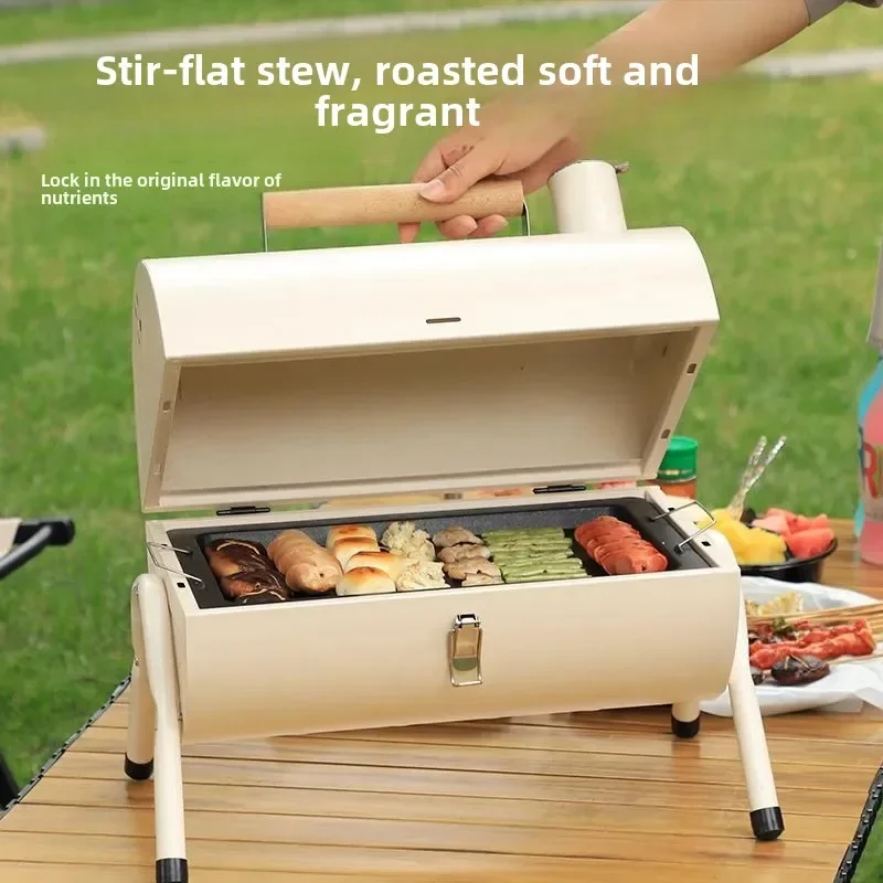 

Small Portable Charcoal Grill Outdoor Foldable Windproof Integrated Barbecue Grill For Home Use Camping Tailgating Garden Party