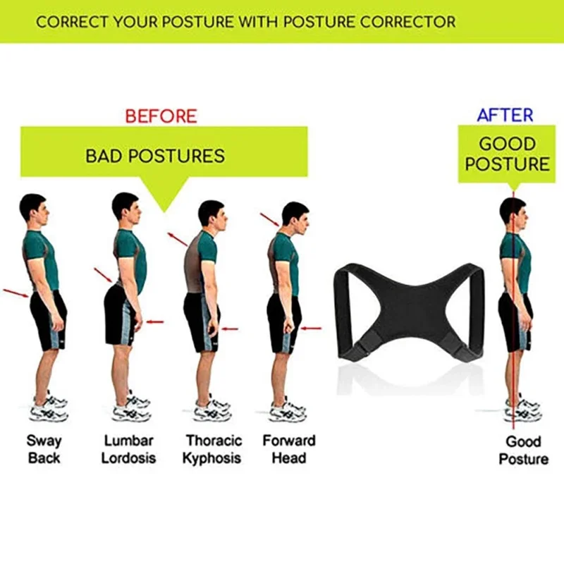 Adjustable Shoulder Back Brace Posture Corrector Women Men Compression Upper Back Brace Pain Relief Scoliosis Shoulder Belt view 4