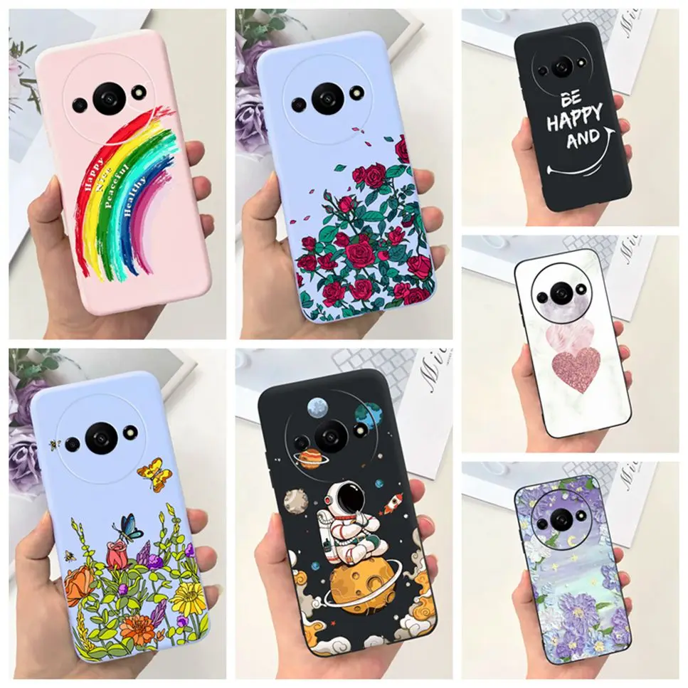 For Xiaomi Redmi A3 4G Case Rainbow Flower Astronaut Soft Silicone Back Cover For Redmi A3 a3 6.71