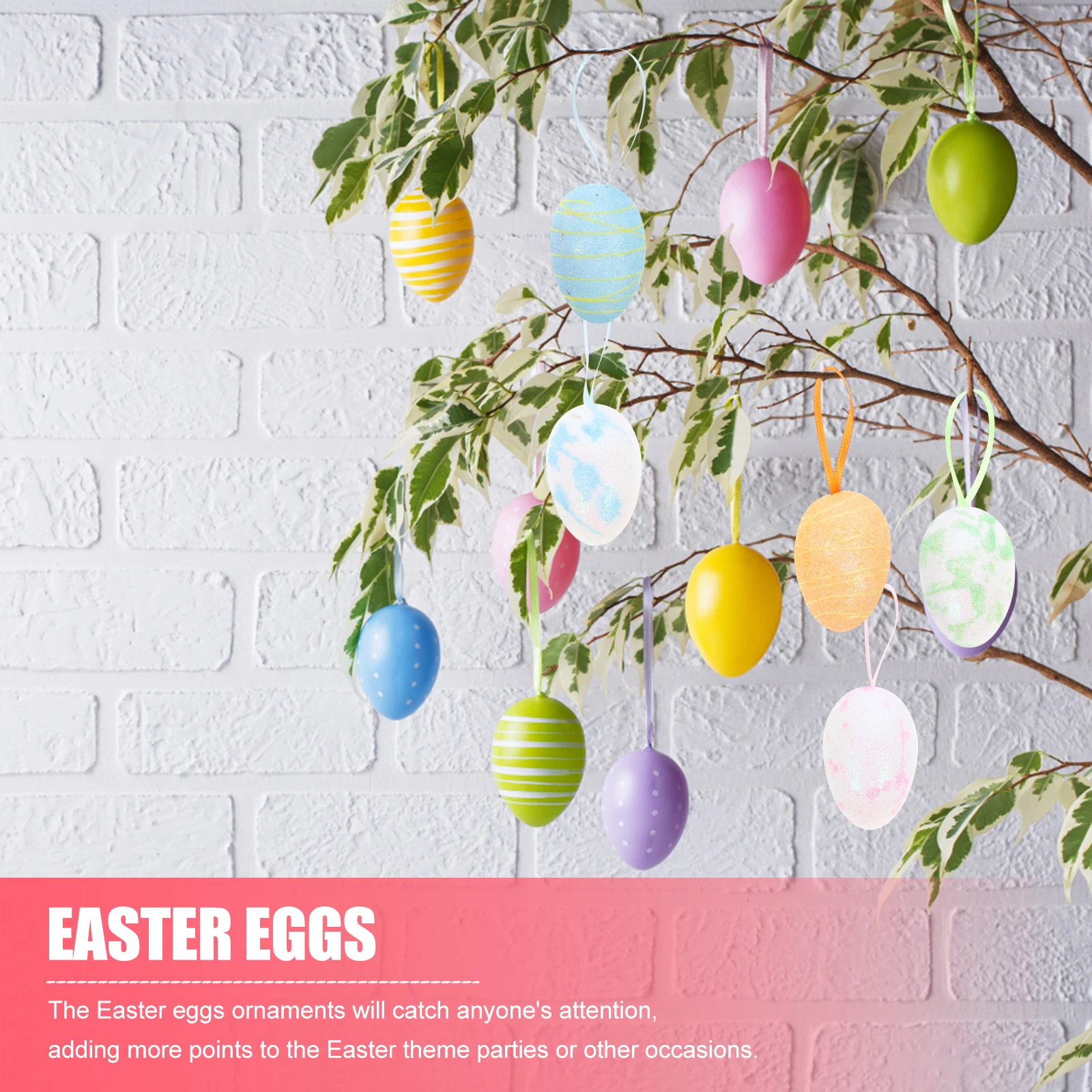 

12Pcs Easter Tree Decorations Exquisite Foam Eggs Ornaments For Festivals Birthdays Weddings