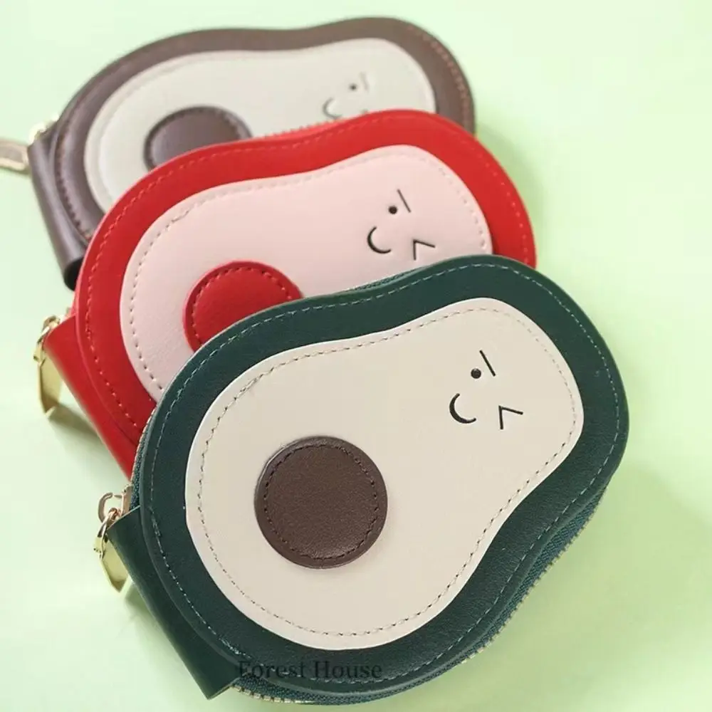 Cute PU Leather Mini Card Wallet Large Capacity Cartoon Avocado ID Card Holder 11 Card Pockets Business Card Case Women