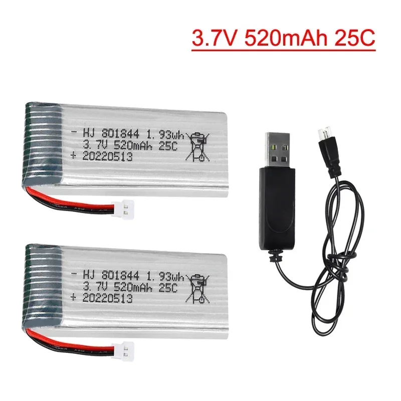 801844 3.7V 520mAh 25c Lipo Battery for H107P remote control four axis aircraft drone accessories Lithium Battery XH2.54 plug