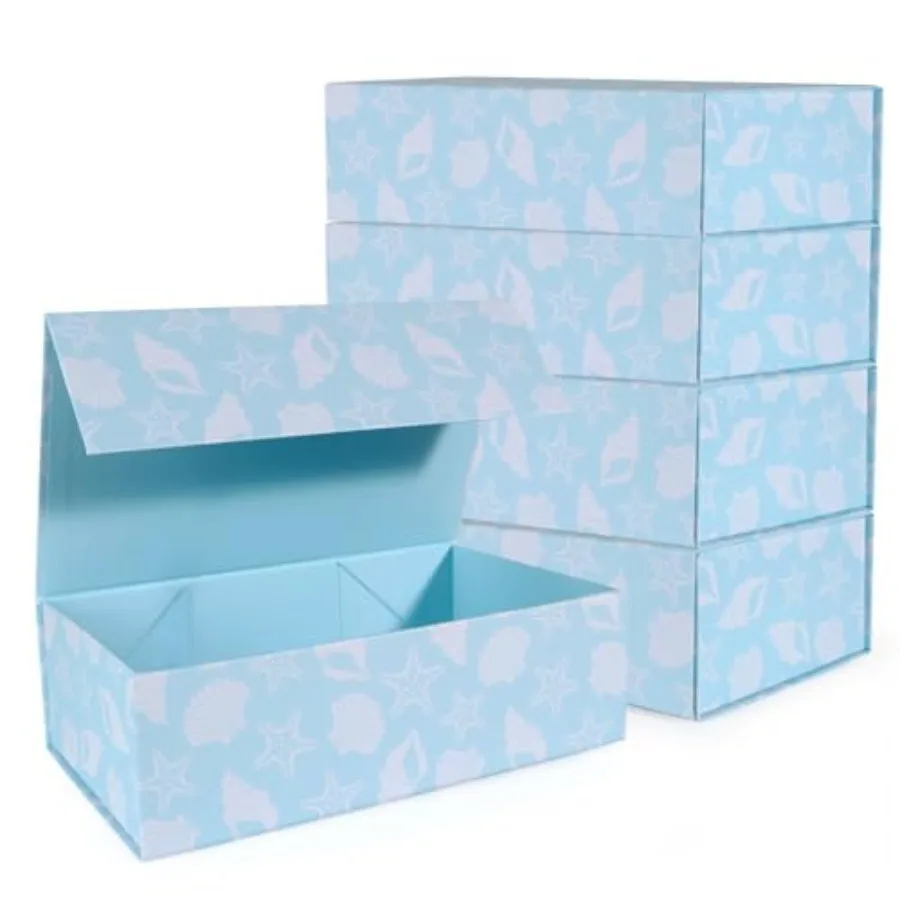 

Blue Ocean Theme Gift Box with Magnetic Lids 13.8x8.3x4.4 in Large Bridesmaid Proposal Boxes for Wedding Party Decorations Eleg