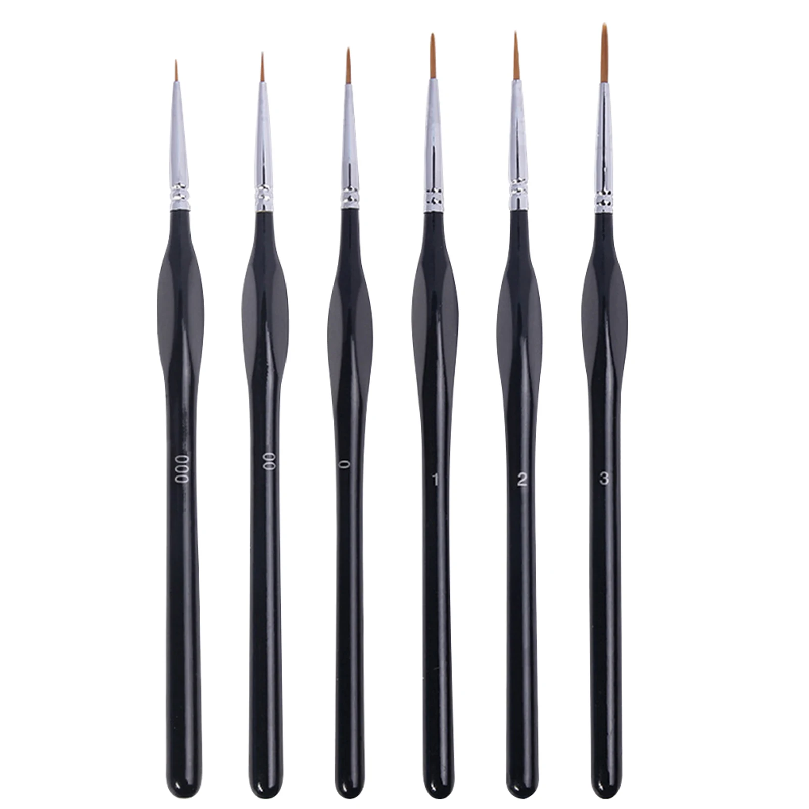 Rust Proof Detailing Escova, Suprimentos Estudante, Precise Nail, Line Art, Guache, Oil Modeling Figurine, conveniente para pintura, 6pcs