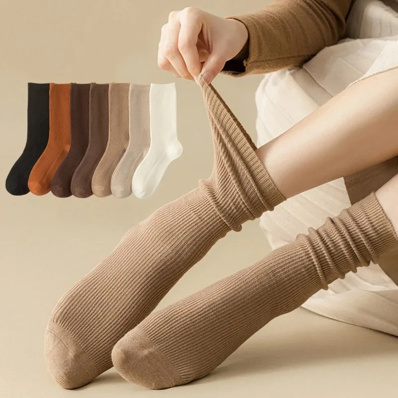 

Women's Socks New Autumn Casual Simple Solid Color Winter Warm Socks For Women Korean Style Middle Tube Girls Pile Socks