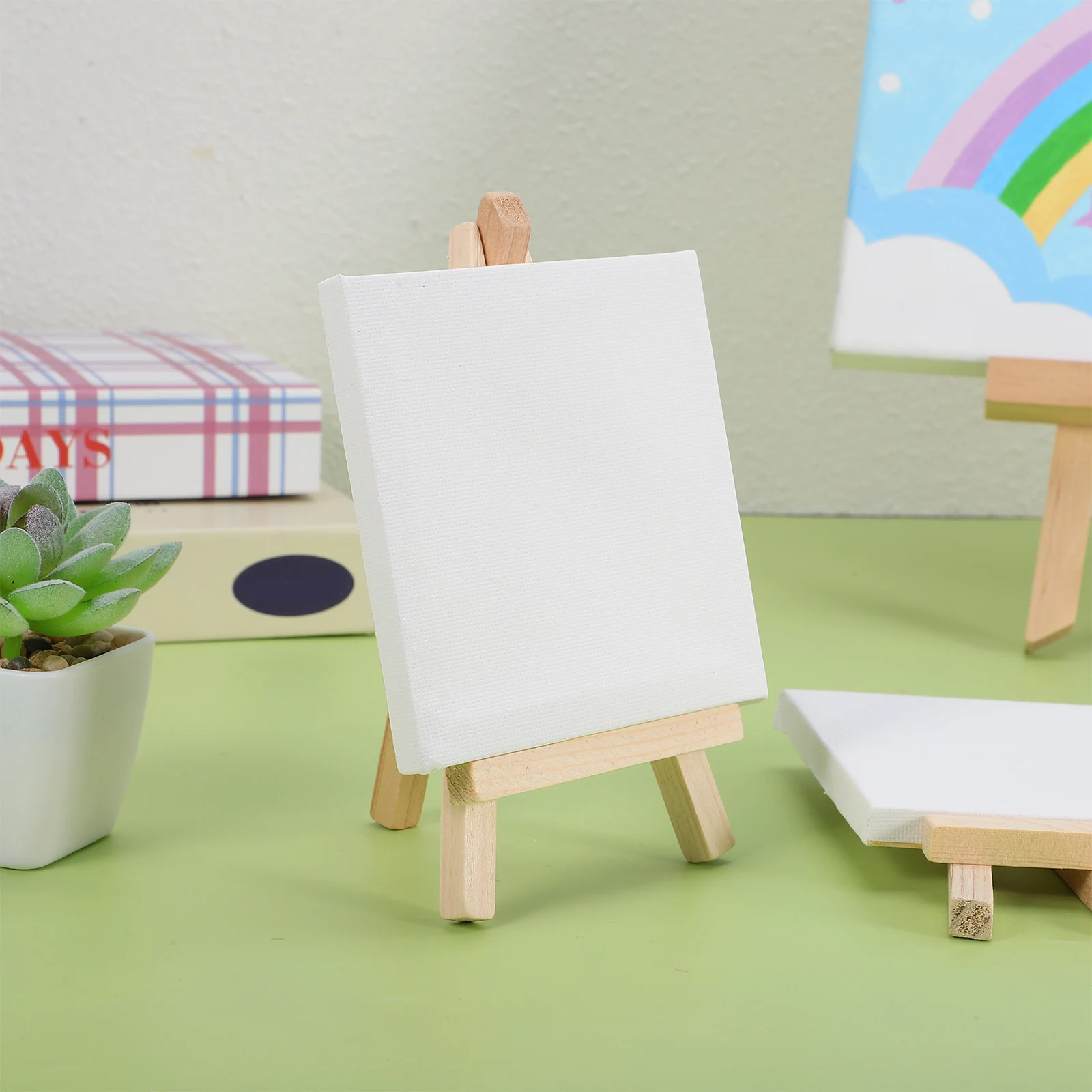 

1 set Mini Canvas Easel Set Small Canvases Wood Display Build Easy to Move Portable Lightweight Ideal for Art