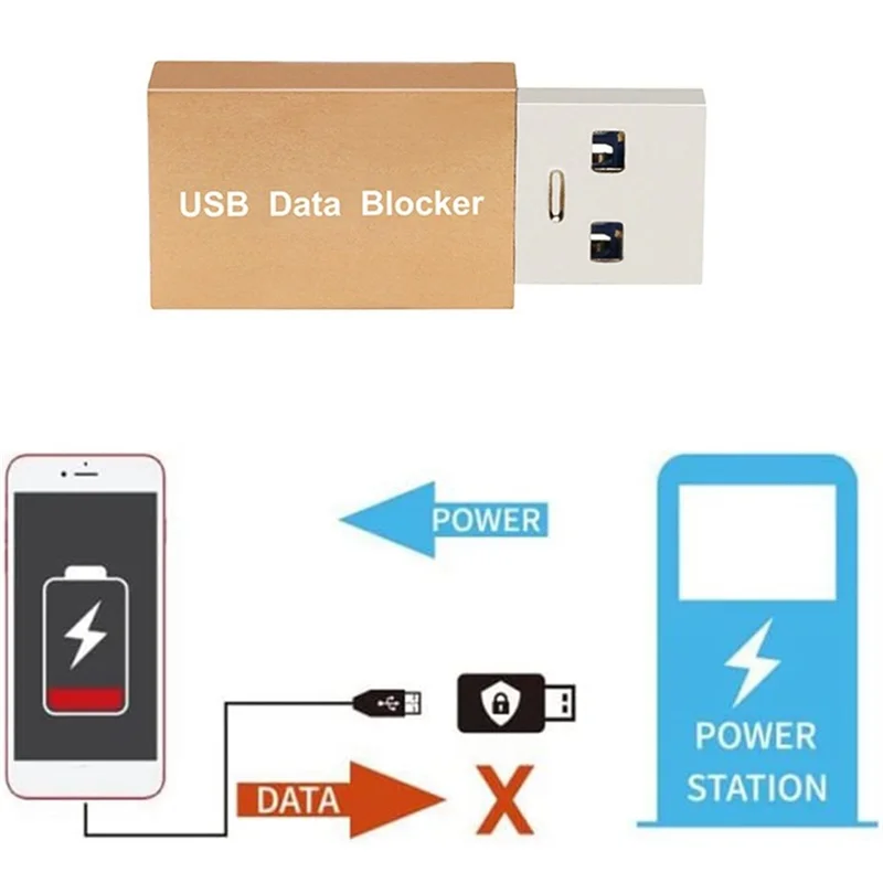 A93P 5PCS USB Data Blocker Charge-Only USB Blocker Adapter for Blocking Data Sync Protect Against Juice Jacking Silver