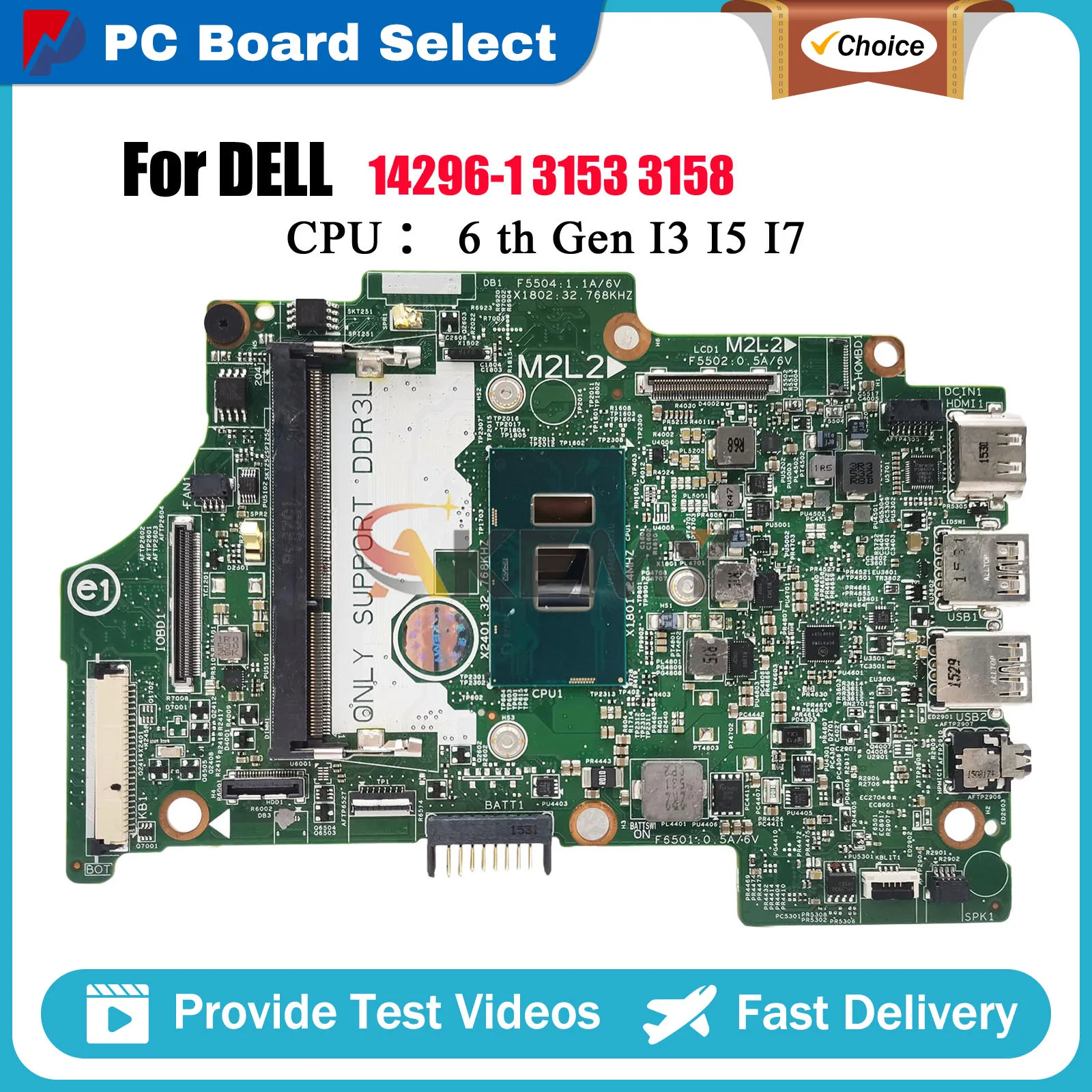 

Материнская плата для ноутбука DELL Inspiron 11 3153 3158 7359 7368 14296-1 с i3 i5 i7 CN-004R7J DDR3, протестирована нормально