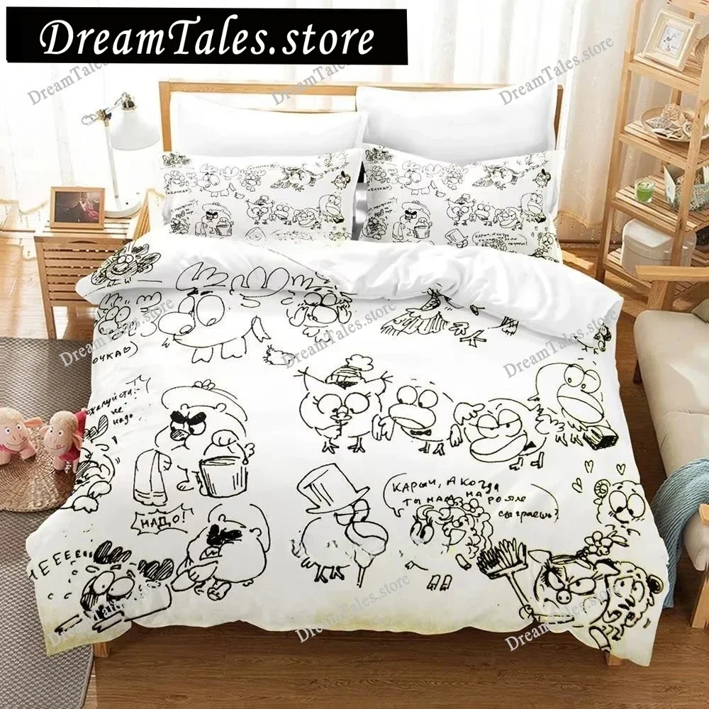 

2025 Smeshariki Bedding Set Single Twin Full Queen King Size Bed Set Adult Bedroom Duvetcover Sets 3D Print Anime Bed Sheet Set7