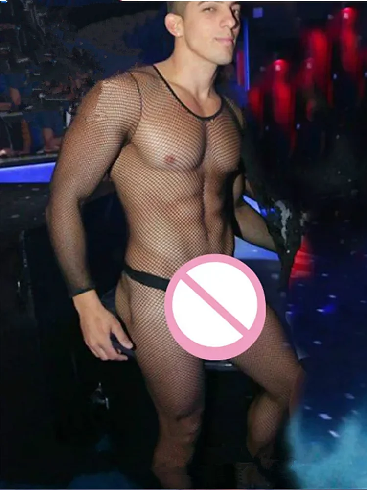 

Fishnet Man Body Stockings Fetish Lingerie Sissy Bodysuist Sexy Men's Nightwear Male Fishnet Underwear Guy Erotic Club Wear