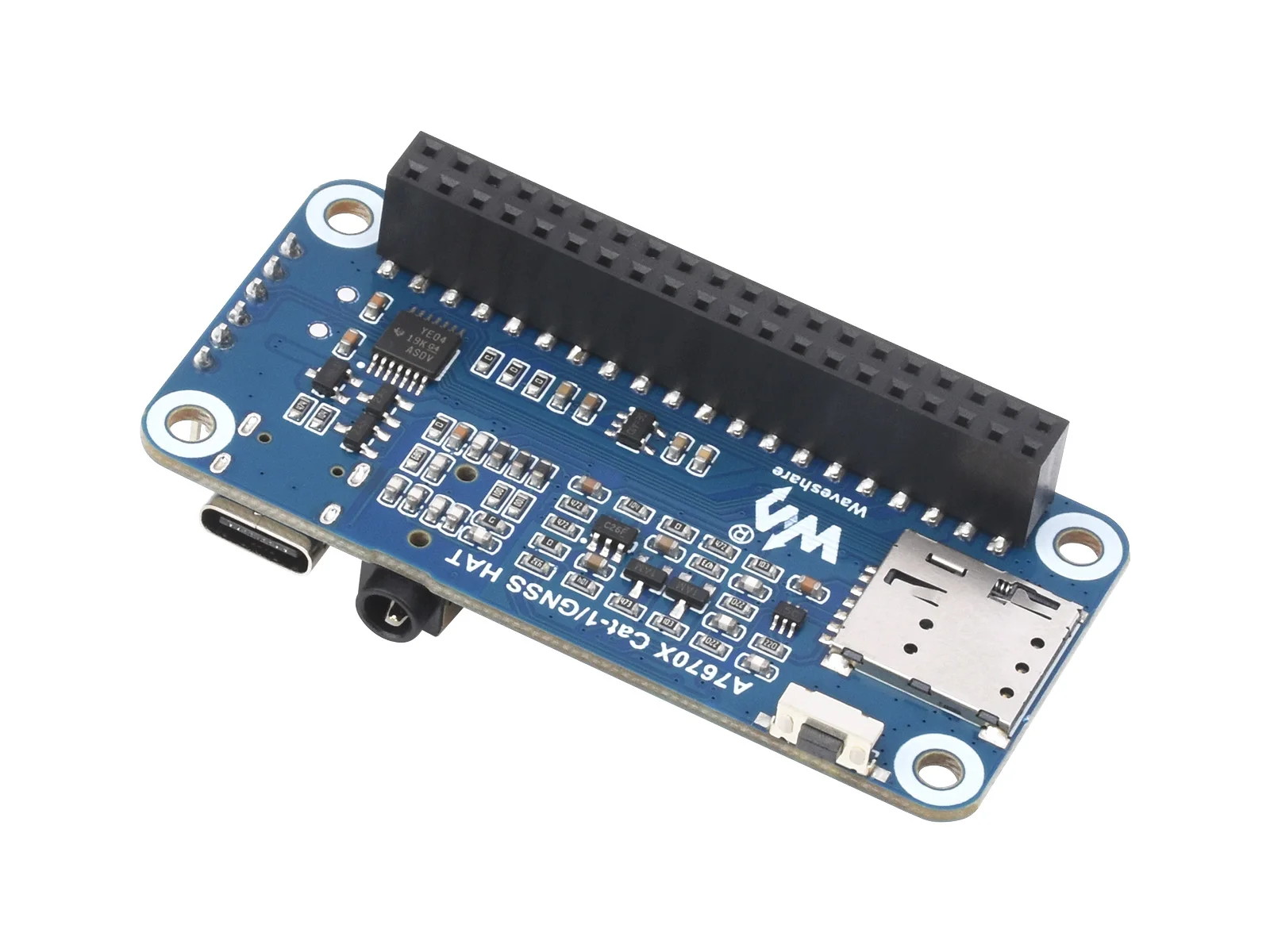 A7670E Cat-1/GNSS HAT,Cat-1/GSM/GPRS/GNSS HAT for Raspberry Pi, Based On A7670E module, LTE Cat-1 / 2G support, GNSS positioning