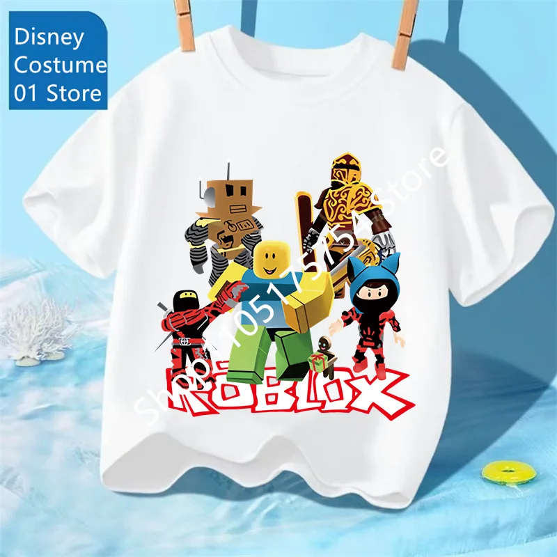 

2026 Roblox kid T-shirt Boys Game Sports Cotton T-shirt Child Cartoon Short sleeve top Casual Street Harajuku Clothes