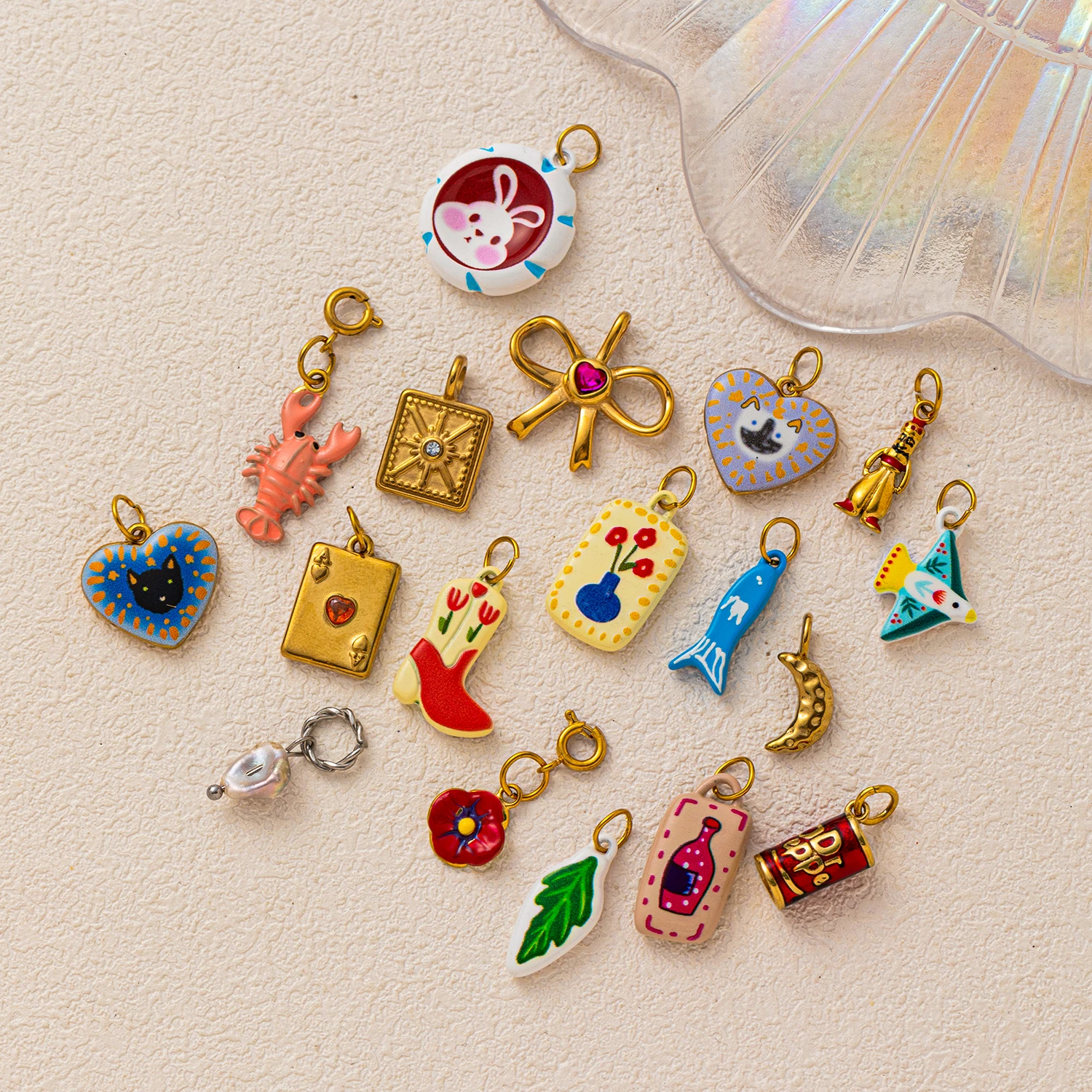 أوراق لعب القمر بسيطة وعصرية، سحر قلادة على شكل قطة بيضاء صغيرة للمجوهرات