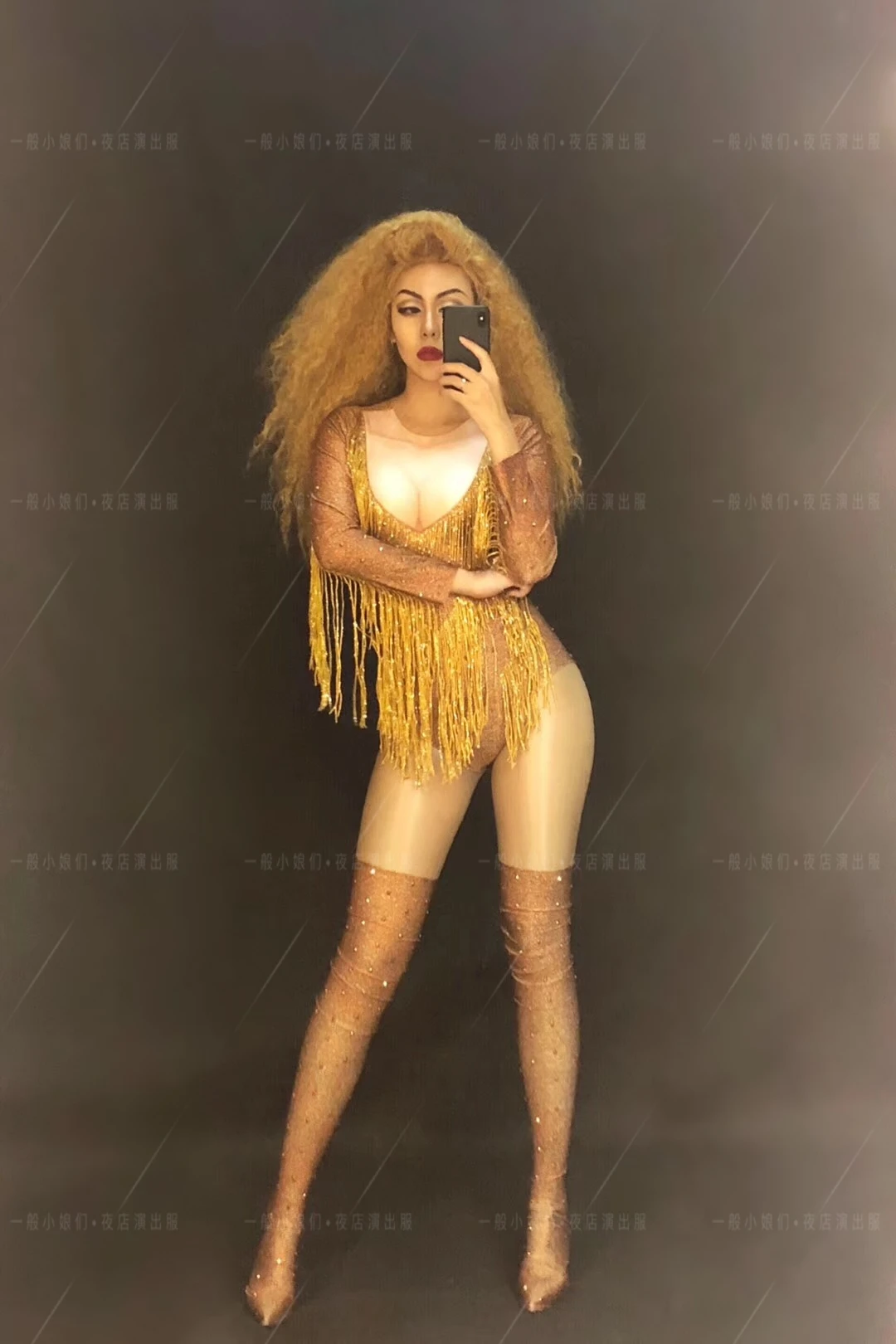 2025 Customized nightclub bar sexy full diamond tassel jumpsuit female singer DjDs guest gogo2023 new performance outfit yj235