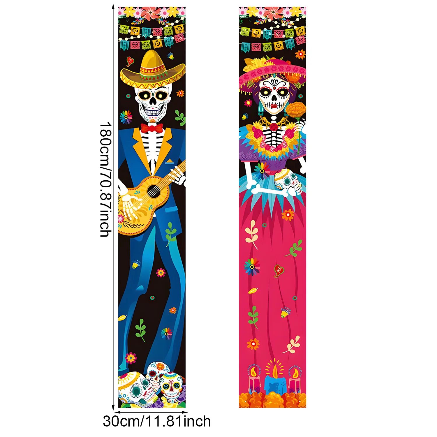 Day of The Dead Decoration Halloween Banner Porch Sign DIY Mexican Party Decorations Skull Welcome Hanging Door Banner