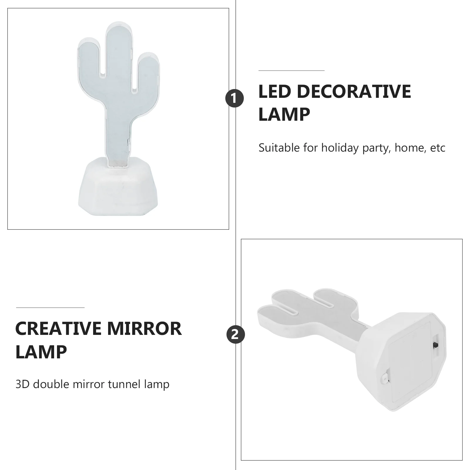 

Cactus Shape Tunnel Lamp Clear Mirror Surface Night Light Home Decor Sign LED Optical Effects Small Night Lamp