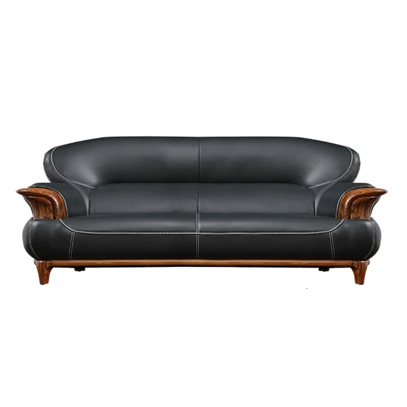 

Ebony wood, living room, genuine leather, sofa, combination, modern, simple, European style, solid wood, first layer cowhide